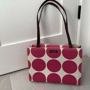 Vintage Kate Spade Canvas Pink Polka Dot Tote